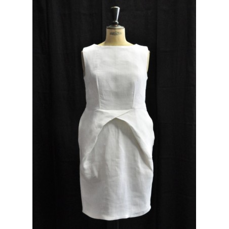 Pencil dress, white heavy linen