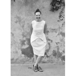 Pencil dress, white linen