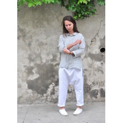 Saroual trousers, white denim