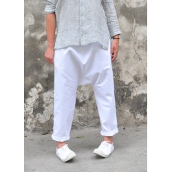 Saroual trousers, white denim