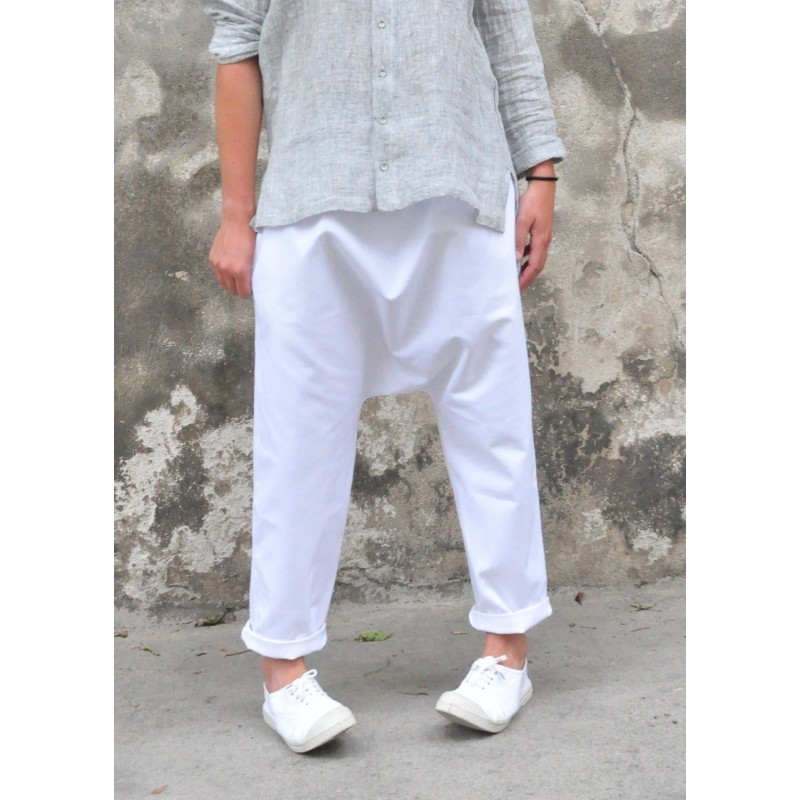 Saroual trousers, white denim