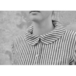 Claudine shirt, light stripes linen