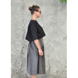 Pleated skirt, grey velvet