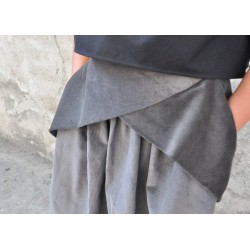 Pleated skirt, grey velvet