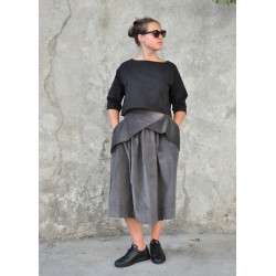 Pleated skirt, grey velvet