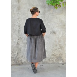 Pleated skirt, grey velvet