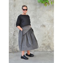 Pleated skirt, grey velvet