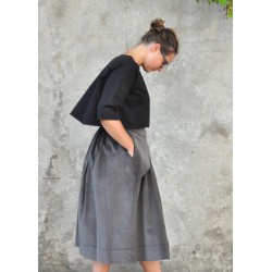 Pleated skirt, grey velvet