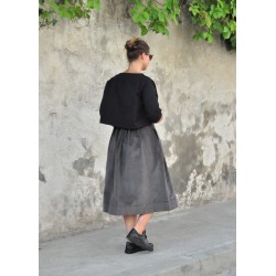 Pleated skirt, grey velvet