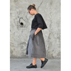 Pleated skirt, grey velvet