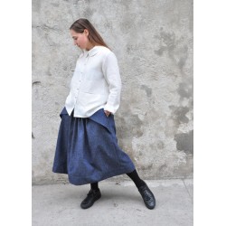 Pleated skirt, blue denim