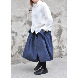 Pleated skirt, blue denim