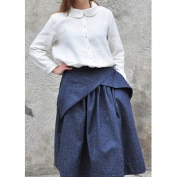 Pleated skirt, blue denim