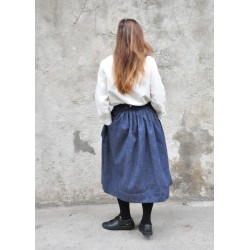 Pleated skirt, blue denim