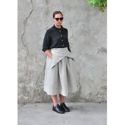 Pleated skirt, tourterelle wool drap