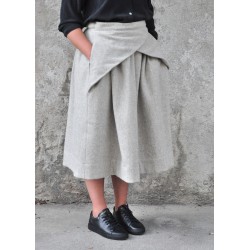 Pleated skirt, tourterelle wool drap