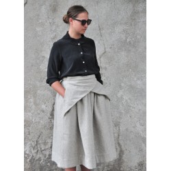 Pleated skirt, tourterelle wool drap