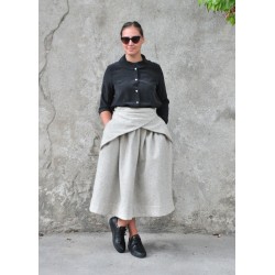 Pleated skirt, tourterelle wool drap