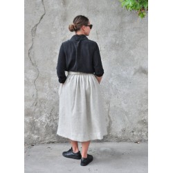 Pleated skirt, tourterelle wool drap