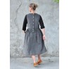 Pleated dress, grey velvet