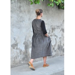 Pleated dress, grey velvet