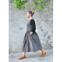 Pleated dress, grey velvet