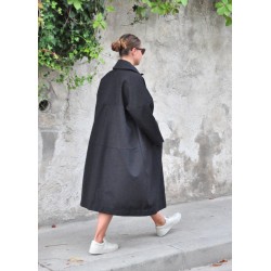 Claudine coat, black denim