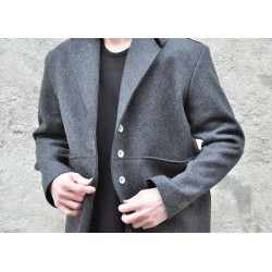 Sailor coat, grey wool drap raw edges