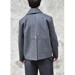 Sailor coat, grey wool drap raw edges