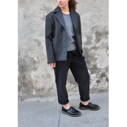 Sailor coat, grey wool drap raw edges