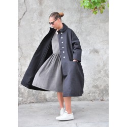 Robe à plis sans manches, velours gris