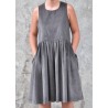 Pleated dress, sleeveless, grey corduroy