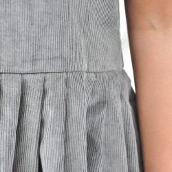 Pleated dress, sleeveless, grey corduroy