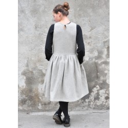 Robe à plis sans manches Uniforme, lin blanc