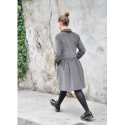 Shirt-dress, grey corduroy