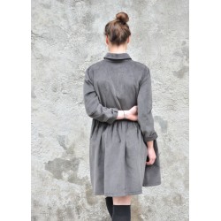 Robe-chemise, velours gris