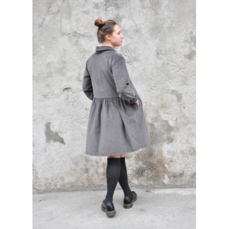 Shirt-dress, grey corduroy