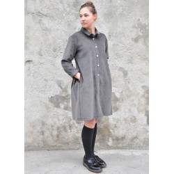 Robe-chemise, velours gris