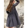 Pleated dress,  long sleeves, grey corduroy