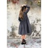 Pleated dress,  long sleeves, grey corduroy