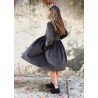 Pleated dress,  long sleeves, grey corduroy