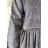 Pleated dress,  long sleeves, grey corduroy