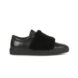 Baskets slip on, cuir noir