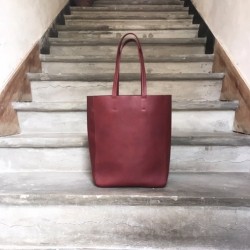 Sac Solène, cuir bordeaux