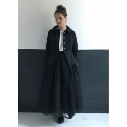 Long jupon skirt, black tulle