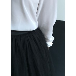 Long jupon skirt, black tulle