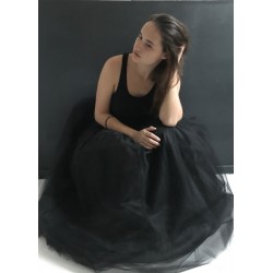 Jupon long en tulle noir