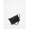 The shoulder strap rectangle bag, blue leather