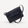 The shoulder strap rectangle bag, blue leather