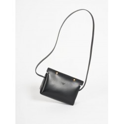 The shoulder strap triangle bag, black leather